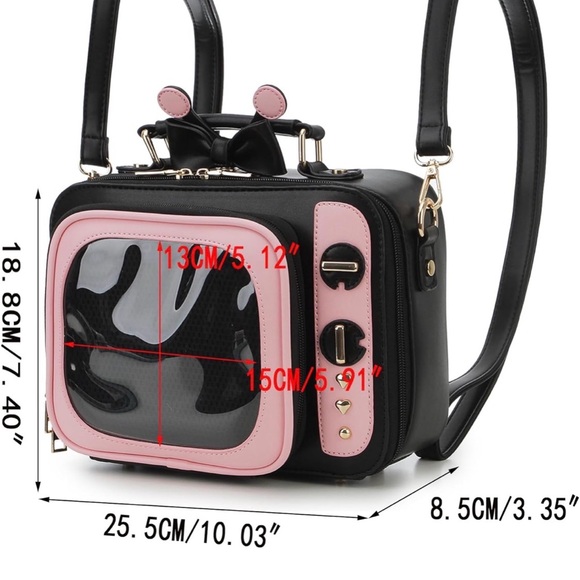 Retro TV Style Black and Pink Bag - Picture 3 of 15
